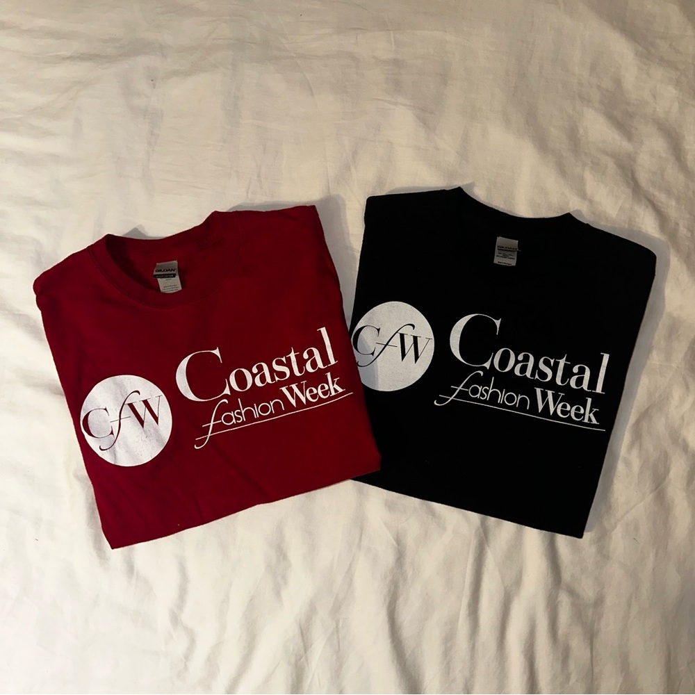 ♥️ Lot of 2 Tees Coastal Fashion Week Official T-Shirts Red Black Unisex Size S